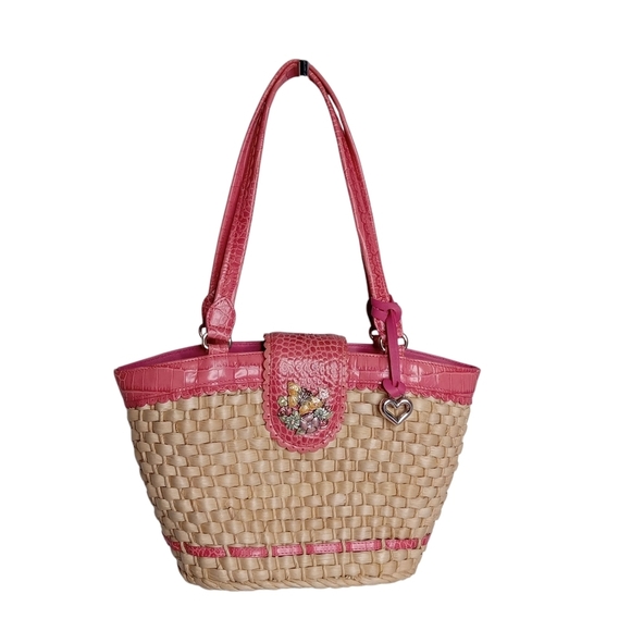 BRIGHTON STRAW BAG WITH PINK TRIM (BLOSSOM) NWT - Picture 2 of 13